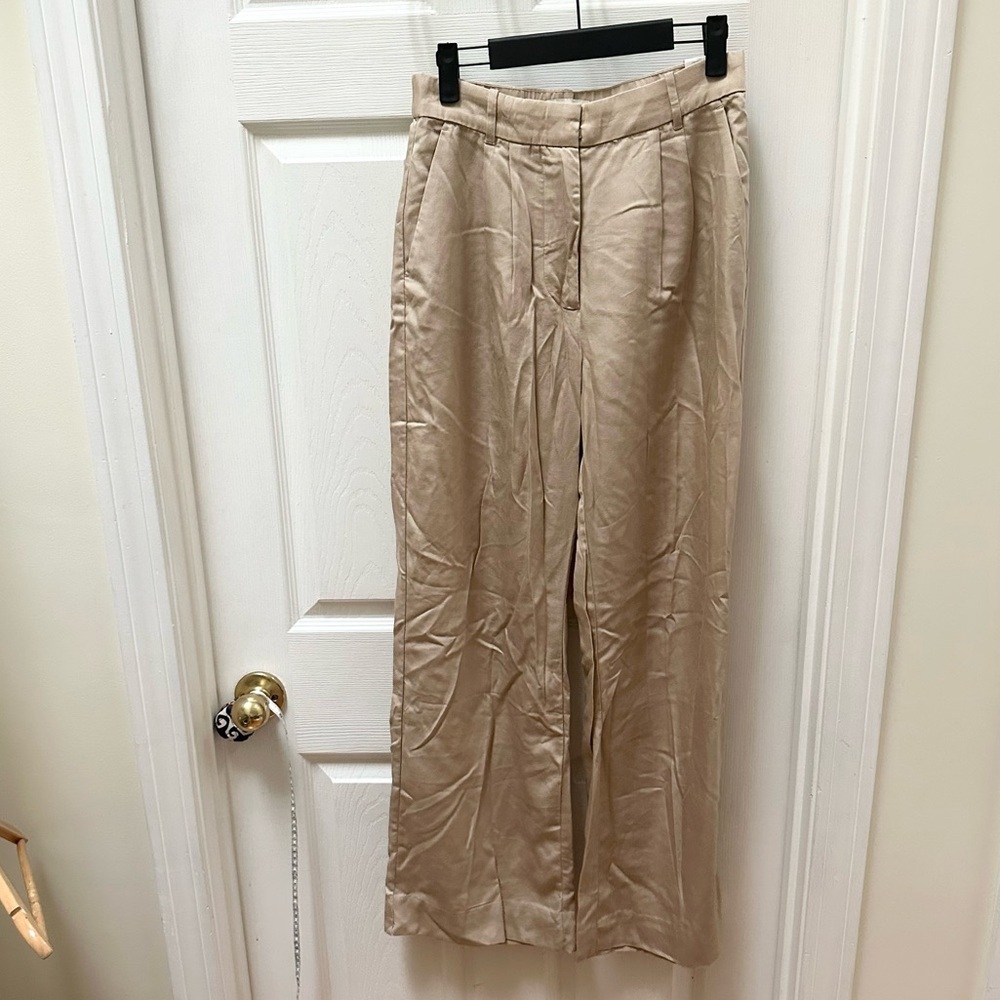 Abercrombie & Fitch Tan Wide-Leg Trousers s small tan beige